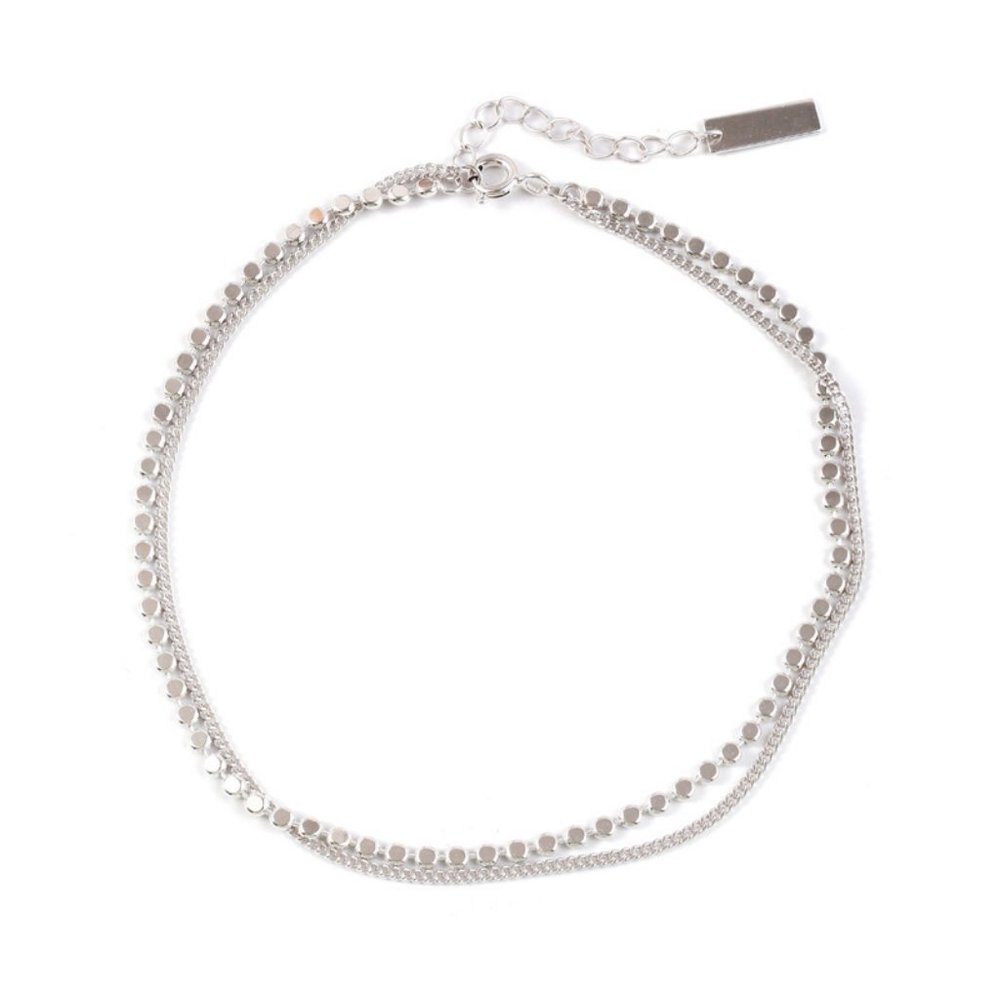 #NEW 925 Sterling Silver Coin Disc Link Chain Double Layer Anklet Ankle Bracelet - Picture 6 of 6